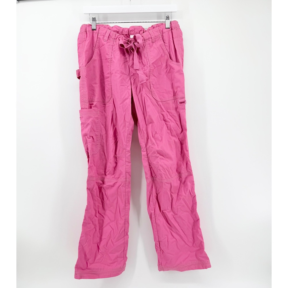 Koi by Kathy Peterson M Sara Cargo Scrub Pants Hot Pink Toggle Hem Drawstring
